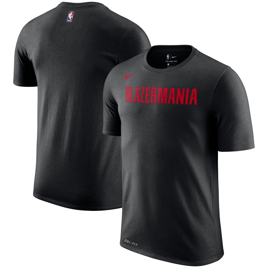Men 2020 NBA Nike Portland Trail Blazers Black City Edition Performance Cotton Essential TShirt->nba t-shirts->Sports Accessory